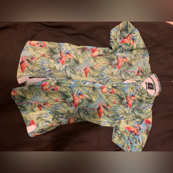 Fried Denim NYC Hawaiian shirt with flamingo print - Picture 3 of 8